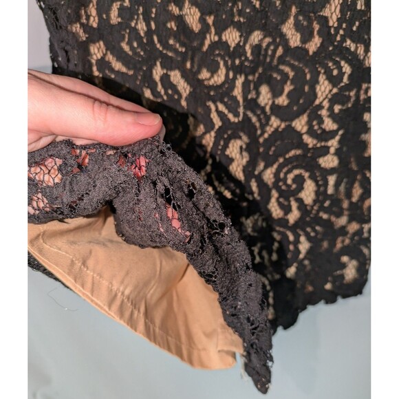 Adrianna Papell Dress 6P Women's Black Embroidered Lace Overlay Sheath Date Chic - Picture 6 of 11